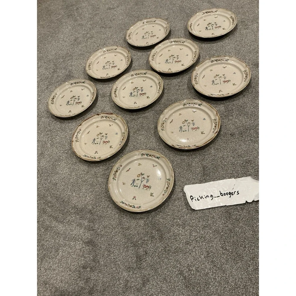 Set of 10 International Heartland Dinner Plate Farmhouse Country Stoneware Sakur